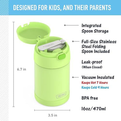 THERMOS FUNTAINER Food Jar with Spoon, 16oz, Neon Lime