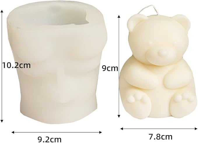 2 Pack Cute Bear Scented Candle Mold Bear Mold Silicone Mold for Candles Home Decoration Silicone Mold for Resin Bear Resin Mold Cartoon Mold