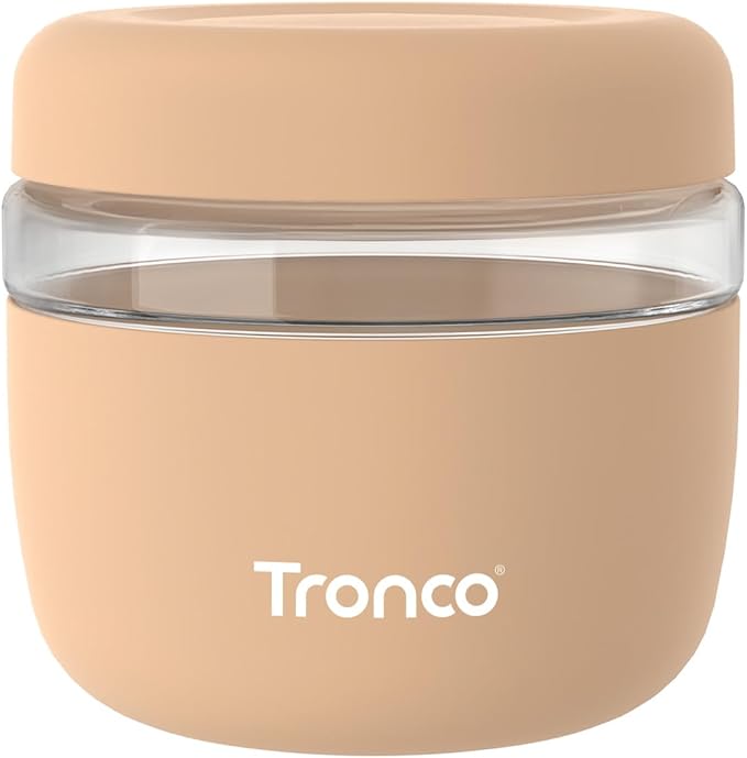 Tronco 24 oz Glass Lunch Bowl Container with Lid, Reusable Glass Food Container for Salad, Snack,Yogurt, Soup Food Storage, Meal Prep, Airtight, Leak & Spill Proof, Dishwasher Safe, BPA-Free, Set of 1