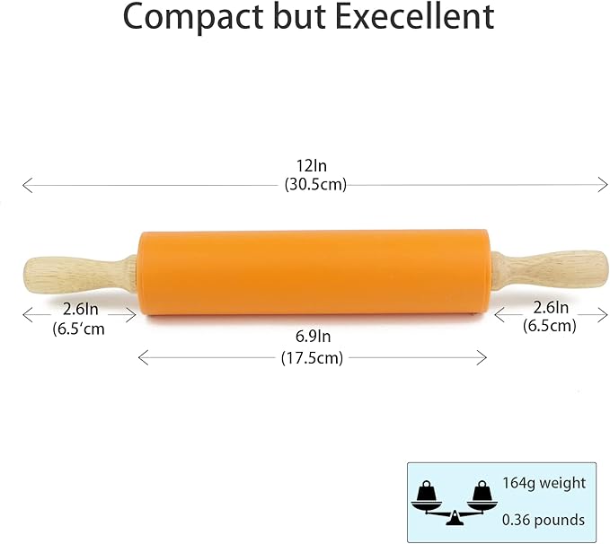 Silicone Rolling Pin for Baking Non-stick Rolling Pin Dough Roller Wooden