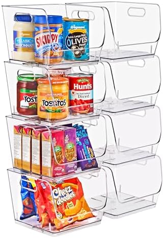 Sorbus Clear Pantry Organizer with Stackable Storage Bins, Open Front