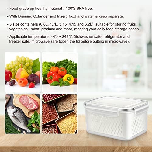 10 PS Fridge Food Plastic Storage Container with Colander