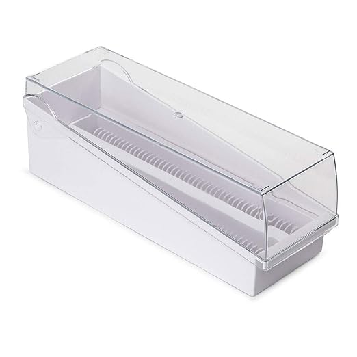 Globe Scientific 513250W ABS Slide Storage Box with Hinged Lid and Removable Draining Tray, 100-Place for up to 200 Slides, White, 240mm Length, 85mm Width, 95mm Height