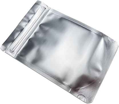 PABCK 50 Pieces 4.3x6.3 inch(Inside Size 3.5x3.9 inch) Stand-Up Resealable Heat Seal Bags 3.55mil Thick Frosted Silver Foil Sealed Bags for Zip Packaging Lock Food Storage Pouch