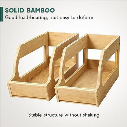 Yumkfoi Bamboo Can Organizers and Storage for Pantry(2 Pack), Stackable