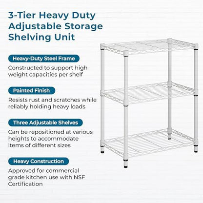 Honey-Can-Do 3-Tier White Wire Shelf, NSF, 250 lb/Shelf, 14x24x30 in