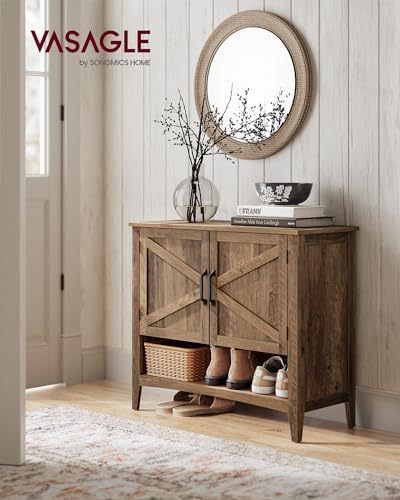 VASAGLE Shoe Storage Cabinet, 3‑Tier with Height‑Adjustable Shelves