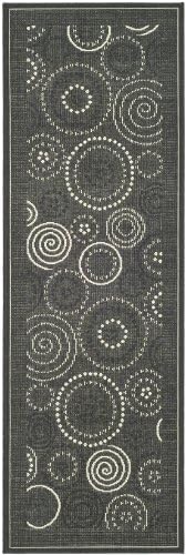 SAFAVIEH Washable Rug Outdoor Courtyard Collection - 2'3" x 12' Runner, Black & Sand, Non-Shedding & Easy Cleaning, Ideal for Patio, Entryway, Mudroom, Hallway, Kitchen (CY1906-3908)