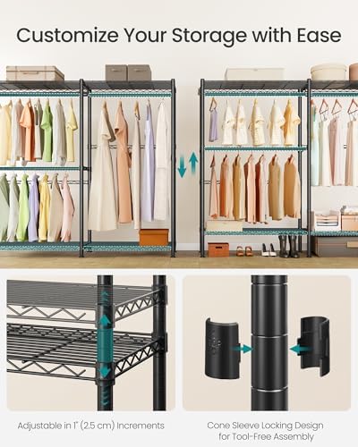 SONGMICS Closet Organizers and Storage, Clothes Rack with Shelves