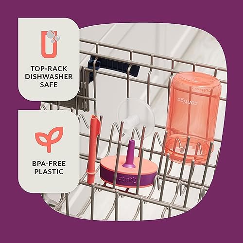 Contigo Kids’ Leighton Straw Tumbler with Spill-Proof Leak-Proof Lid 14oz Coral/Grape