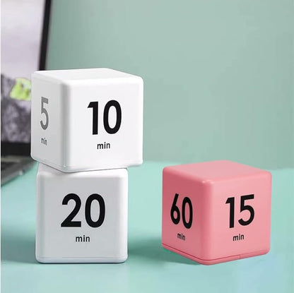 Feilifan Cube Timer - Kids ADHD Productivity Workout Flip Timer for StudyTime Management, 15, 20, 30, 60 Minutes, Pink