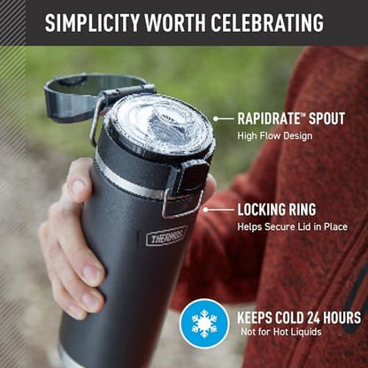 THERMOS ICON SERIES, Stainless Steel Water Bottle with Spout - 24 Ounce, Alpine Green - Vacuum Insulated Water Bottle with Lid