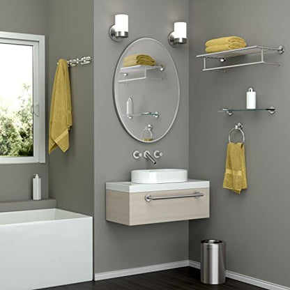Gatco 4642 Glam Towel Ring, Satin Nickel / Wall Mounted 6.5" Towel Ring for Bathroom
