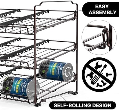 Simple Houseware 3-Tier Stackable Can Organizer Rack Hold 36 Cans, Bronze