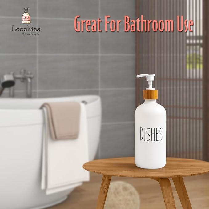 LOOCHICA Dish White Glass Soap Dispenser