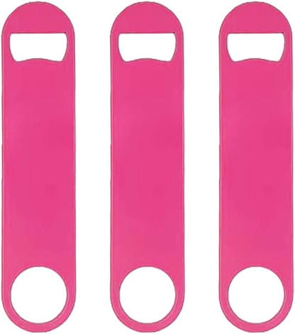3 Pcs Pink Stainless Steel Heavy Duty Flat Bottle Openers, 7 Inch Solid Beer