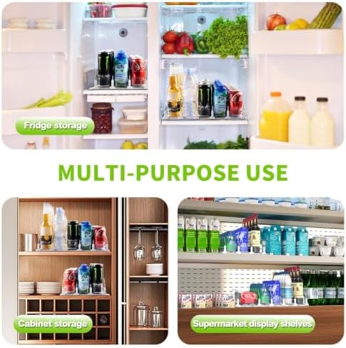 Coanto Drink Organizer for Fridge, Soda Can Organizer for Refrigerator with Automatic Pusher Glide, Adjustable Width Drink Dispenser for Fridge, Holds up to 25 Cans or Bottles, 5 Row