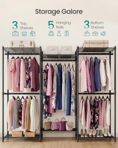 SONGMICS Closet Organizers and Storage, Clothes Rack with Shelves