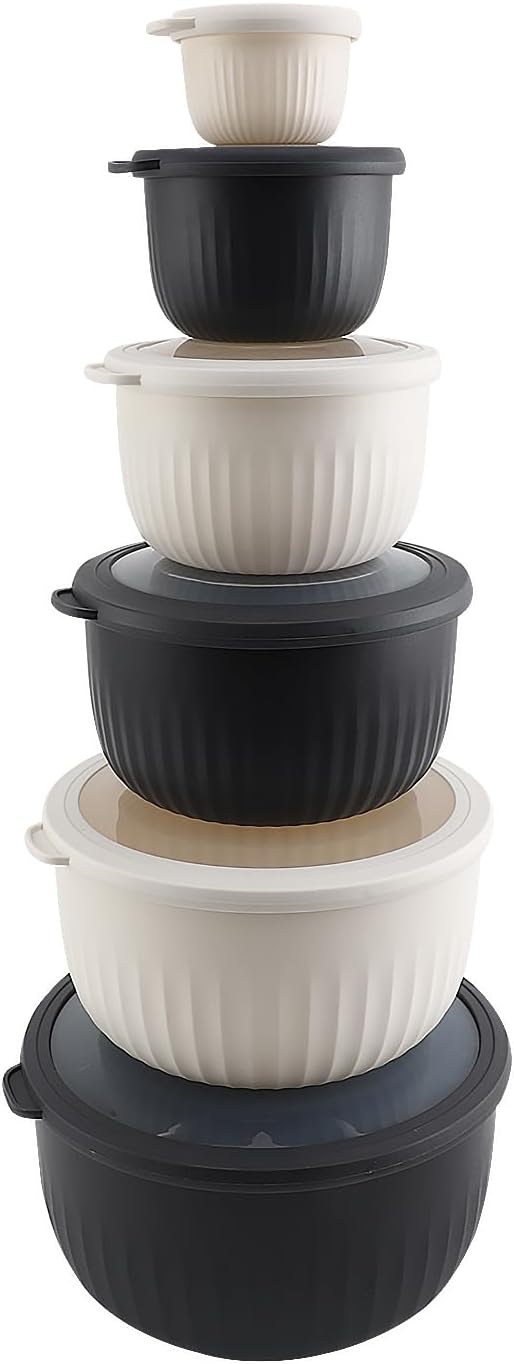 COOK WITH COLOR Prep Bowls with Lids- Wide and Deep Nesting Plastic Small