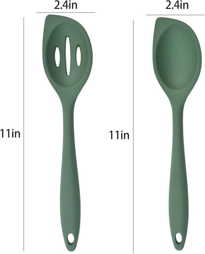 2-Pieces Silicone Cooking Spoon Spatula, Large Serving Spoons