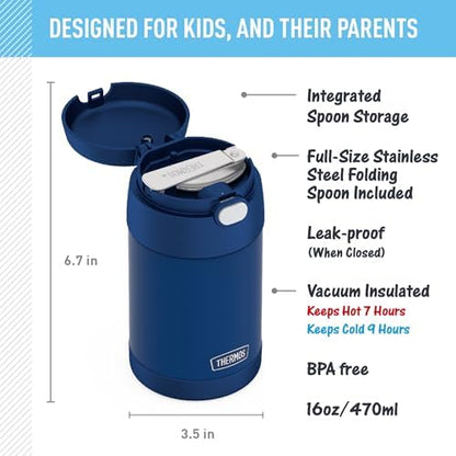 THERMOS FUNTAINER Food Jar with Spoon, 16oz, Navy