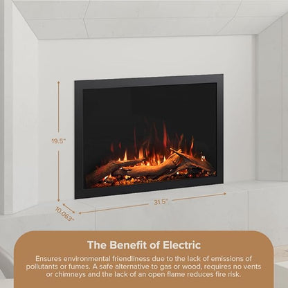Modern Ember Highmark Traditional 30 Inch Built-in Smart Electric Fireplace