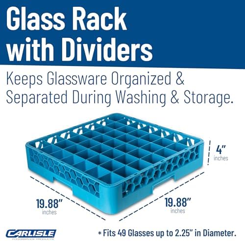 Carlisle FoodService Products RG4914-0 OptiClean 49 Compartment Glass Rack, 2.38" Compartments, Blue (Pack of 6)