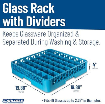 Carlisle FoodService Products RG4914-0 OptiClean 49 Compartment Glass Rack, 2.38" Compartments, Blue (Pack of 6)