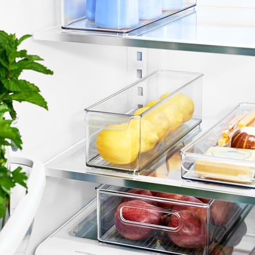 iDesign Stackable Fridge Storage Bin with Handle, Set of 3, Clear