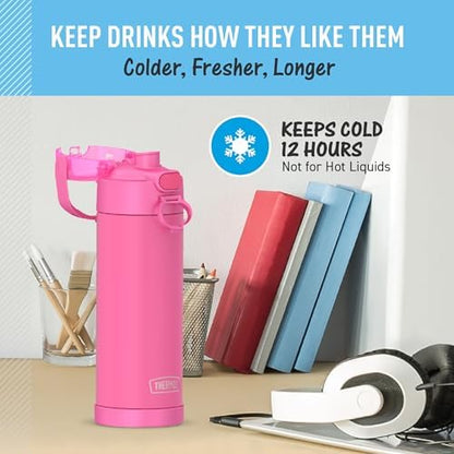 THERMOS FUNTAINER Water Bottle with Spout, 16oz, Neon Pink