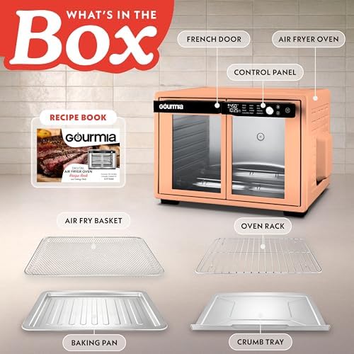 Gourmia Toaster Oven - 9-Slice Capacity, Digital Display, Peach