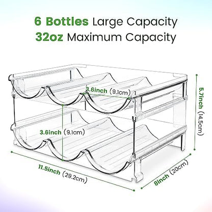 spospo Water Bottle Organizer for Cabinet, Water Bottle Storage Organizer, 2 Packs Water Bottle Storage Rack, Water Bottle Holder for Cabinet, Stackable Water Bottle Storage Rack