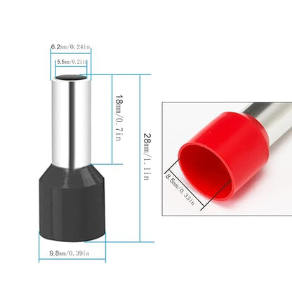 6 Gauge Wire Ferrule Connectors for 6 Awg Wire Automotive Power/Ground, Battery Cable, Car Audio, RV, Amp, CCA, 6ga Automotive Wire, Amp Kit, Battery Cables, Wiring Kit, (Red + Black Box of 90)
