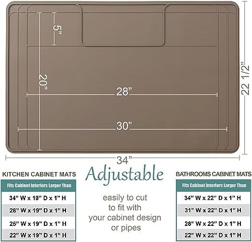 The Original Under Sink Mat - Silicone Waterproof mat, Trimmable, Easy to Clean, Kitchen cabinet liner, Under sink protector mats, Drip Tray with Lip - 34" x 22" or smaller