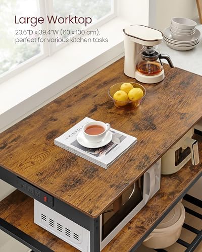 VASAGLE Kitchen Island with 3 Shelves, Storage Cabinet, Steel Structure