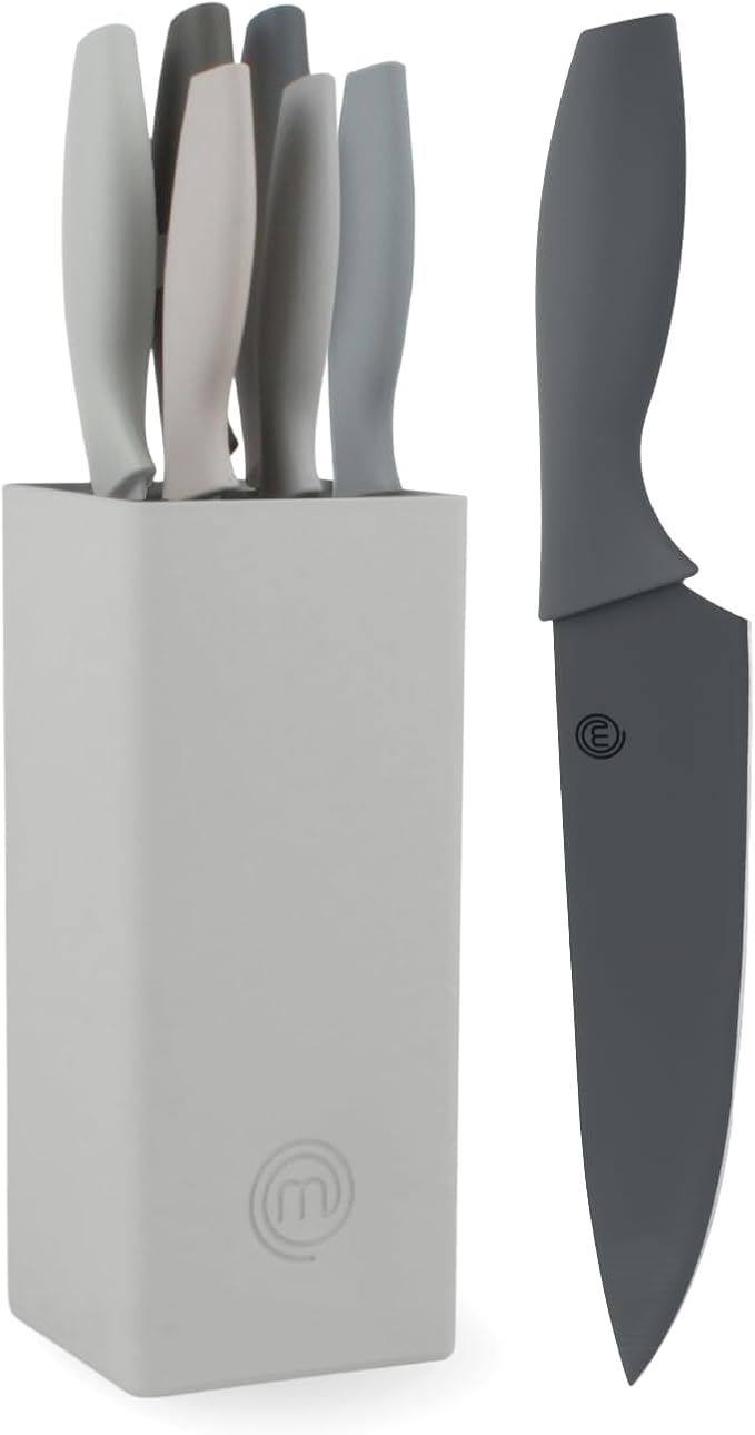 MasterChef Knife Block Set of 6 Kitchen Knives, Extra Sharp Stainless Steel