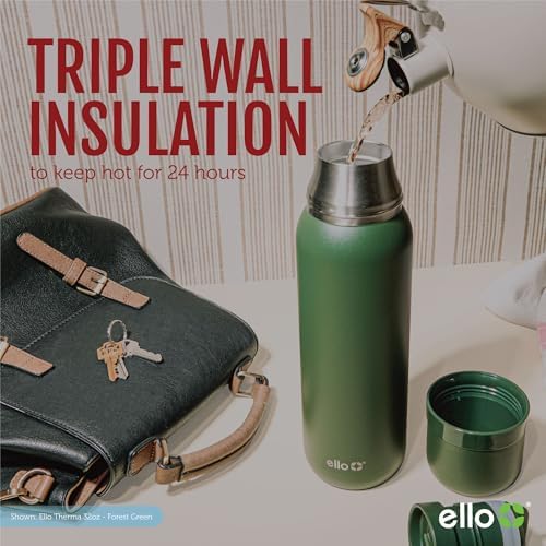 Ello Therma 32oz Insulated Stainless Steel Thermos with Cup Lid, Green