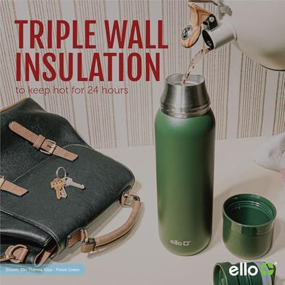 Ello Therma 32oz Insulated Stainless Steel Thermos with Cup Lid, Green