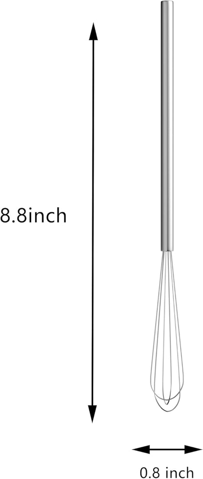2 Pcs Mini Whisk, Stainless Steel Skinny Egg Beater Whisk
