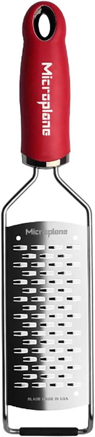 Microplane Gourmet Series Cheese Grater with Handle (Ribbon, Red)