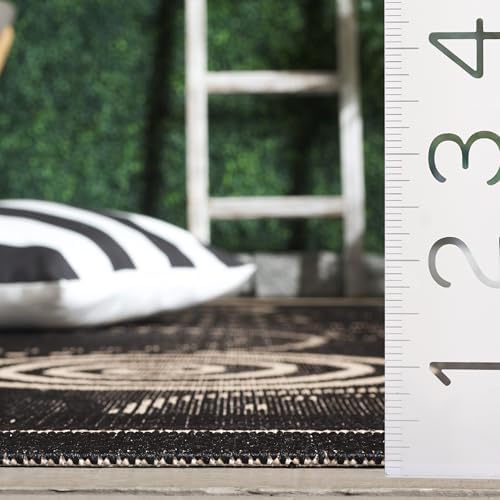 SAFAVIEH Washable Rug Outdoor Courtyard Collection - 2'3" x 12' Runner, Black & Sand, Non-Shedding & Easy Cleaning, Ideal for Patio, Entryway, Mudroom, Hallway, Kitchen (CY1906-3908)