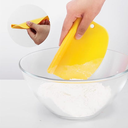 Suanyok Bench Scraper-Stainless Steel Dough Scraper and Flexible Plastic Bowl
