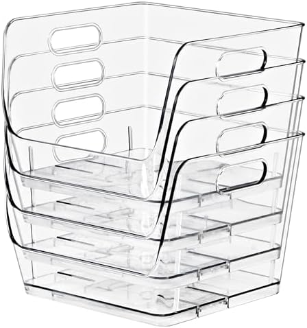 Sorbus Clear Pantry Organizer with Stackable Storage Bins, Open Front