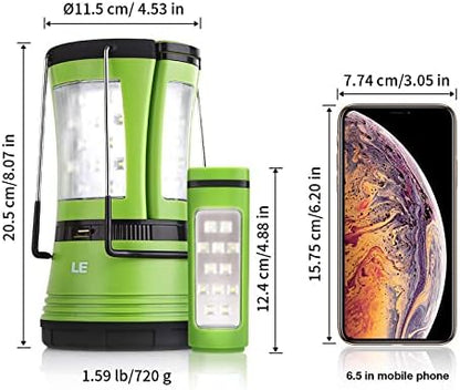 LE LED Camping Lantern Rechargeable, 600LM, Detachable Flashlight, Camping Essentials, Perfect Lantern Flashlight for Hurricane Emergency, Hiking, Fishing and More, USB Cable and Car Charger Included