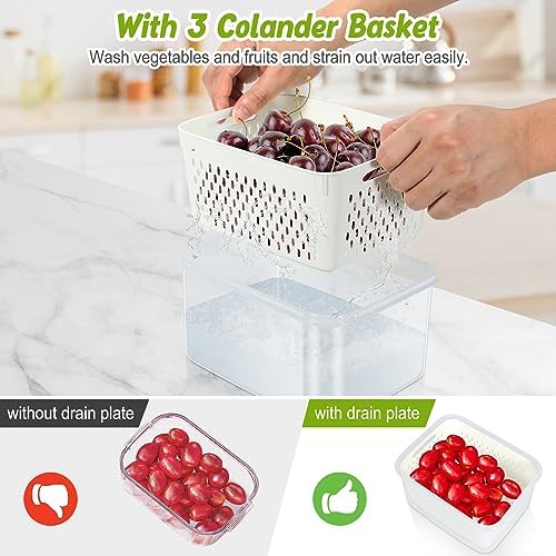 6 Pieces Large Fruit Produce Storage Containers for Fridge Keep Fresh