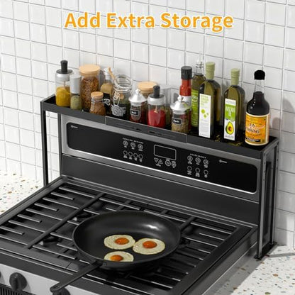 Over the Stove Shelf, Expand 27 to 33 Inch for Curved Stove,Black