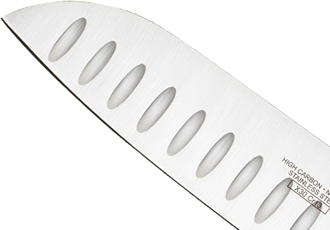 Mercer Culinary Millennia Color Handle Cutlery 7" Santoku Knife (Granton Edge) Purple