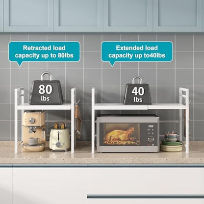 DOLALIKE Expandable Microwave Stand Kitchen Countertop Organizer, White