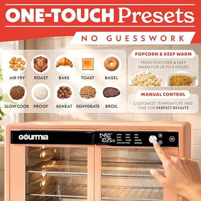 Gourmia Toaster Oven - 9-Slice Capacity, Digital Display, Peach