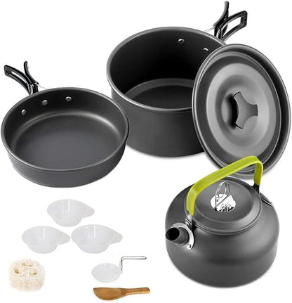 Camping Cookware Set Aluminum Nonstick Portable Outdoor Tableware Kettle Pot Cookset Cooking Pan Bowl for Hiking BBQ Picnic